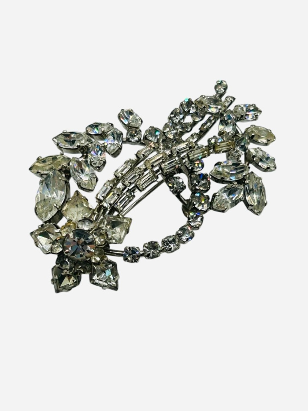 Vintage Austria Clear Rhinestone Layered Comet Brooch